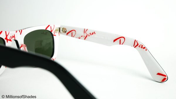 RB2140 Wayfarer Rare Print Edition - Large RayBan Logo Mania White - Image 4