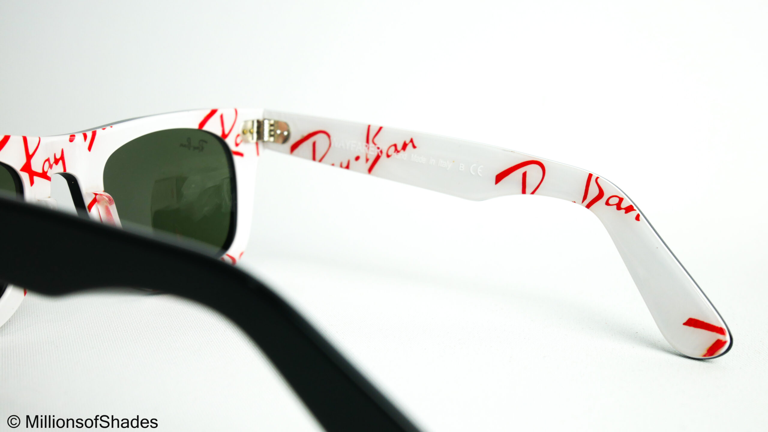 RB2140 Wayfarer Rare Print Edition - Large RayBan Logo Mania White - Image 4