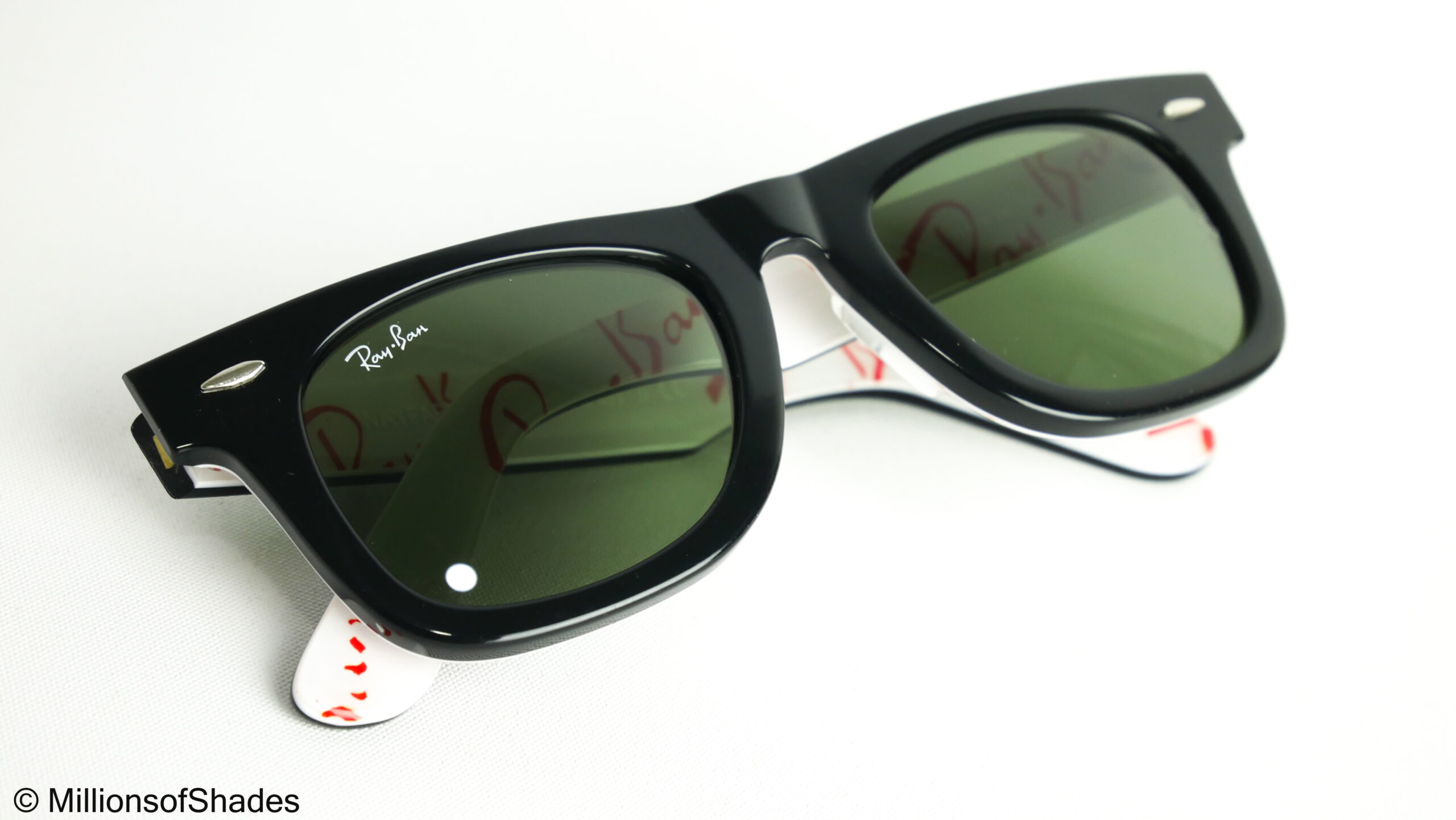 RB2140 Wayfarer Rare Print Edition - Large RayBan Logo Mania White - Image 5