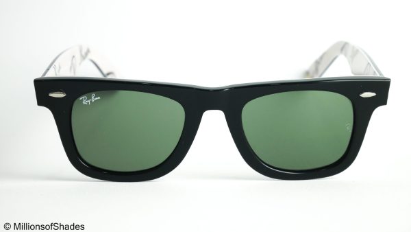 RB2140 Wayfarer Rare Print Edition - Large RayBan Logo Mania Black White