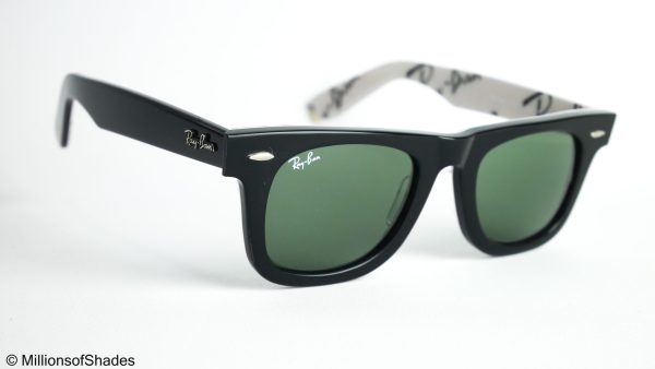 RB2140 Wayfarer Rare Print Edition - Large RayBan Logo Mania Black White - Image 2