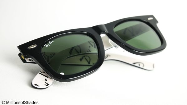 RB2140 Wayfarer Rare Print Edition - Large RayBan Logo Mania Black White - Image 5