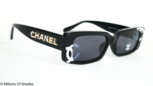 Rectangle Sunglasses A71473-Black White - Image 2